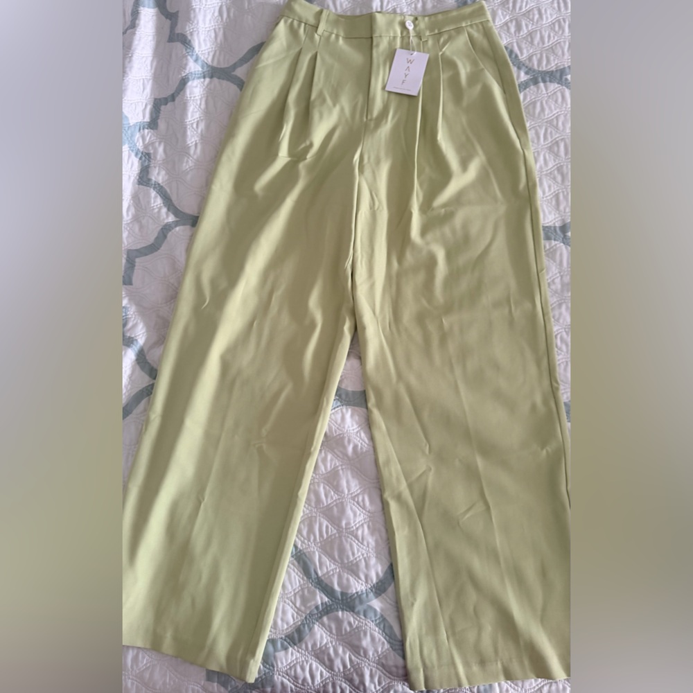 Wayf Soft Green Pleated Trousers